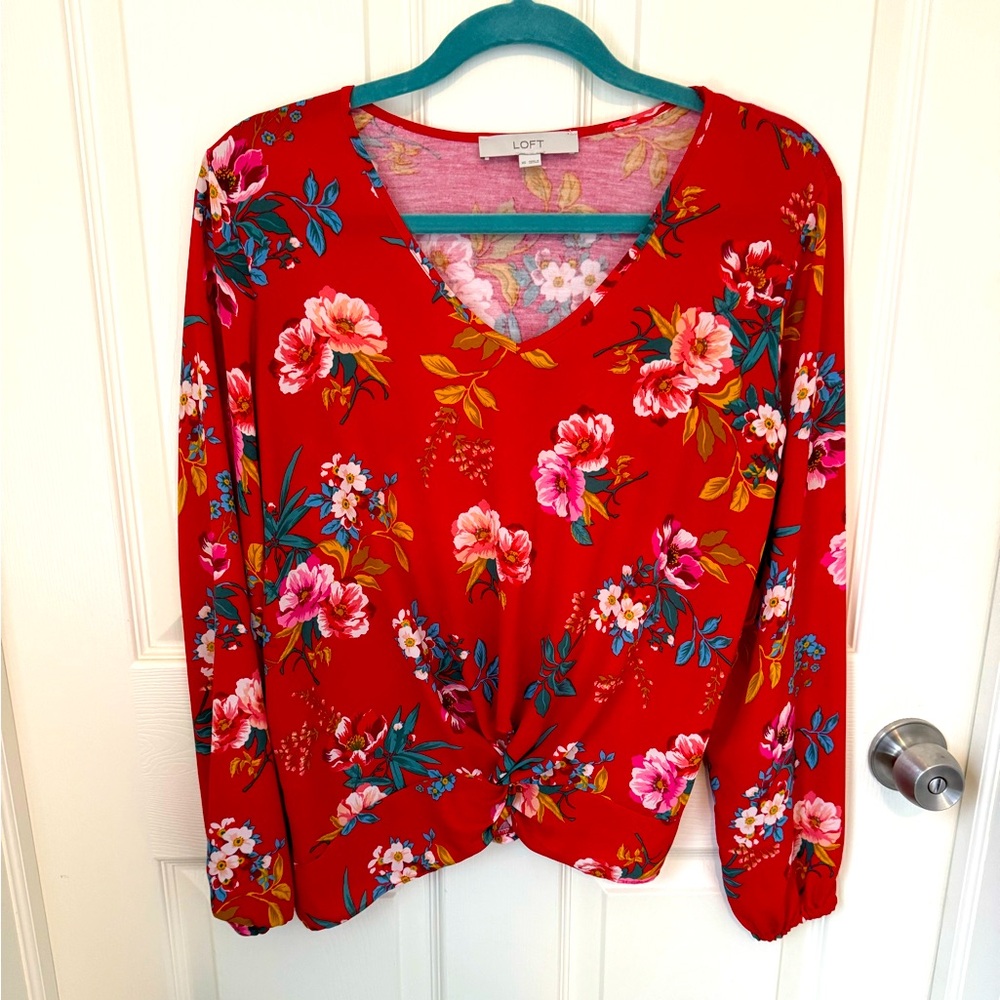 Red floral blouse from the Loft